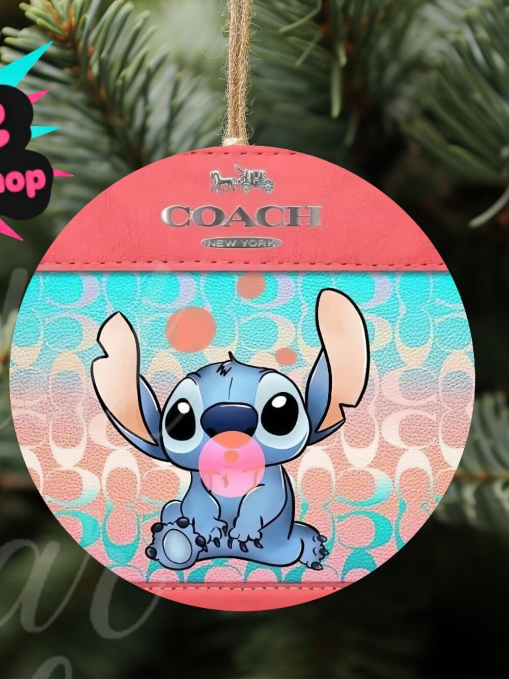 Coach Stitch 3" Wood Ornament